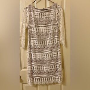 Elegant Lace Dress in Cream and White